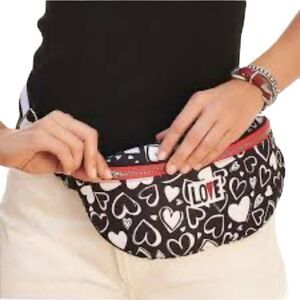 Brighton ENDLESS LOVE BELT BAG Black White Hearts Crossbody Fannie Pack ~ NWT